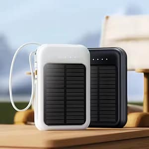 20(1) High-Capacity 20000mAh Solar Power Bank 4 in 1 Built in fast charging Cables